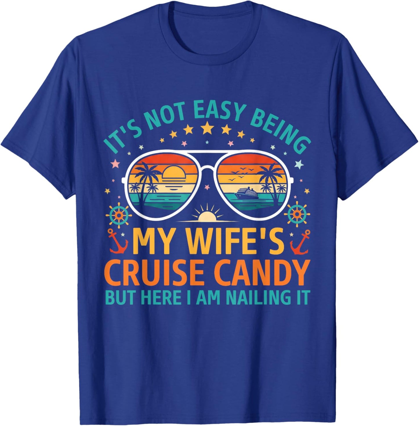 Matching Couples Cruise Men Candy Husband and Wife Cruise T-Shirt - T-Shirt | Royal