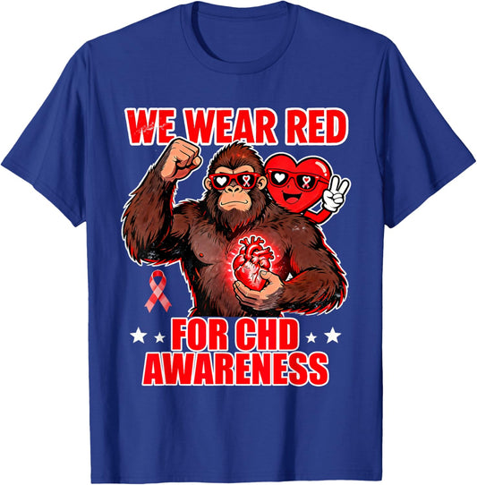 We Wear Red for CHD Awareness Heart Warrior Support T-Shirt - T-Shirt | Royal