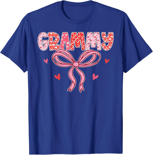 Grammy Valentine Pink Coquette Bow Valentine's Day Grandma T-Shirt - T-Shirt | Royal