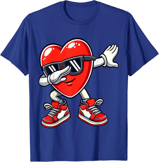 Valentine's Dabbing Heart Funny Gifts Kids Boys Girls T-Shirt - T-Shirt | Royal