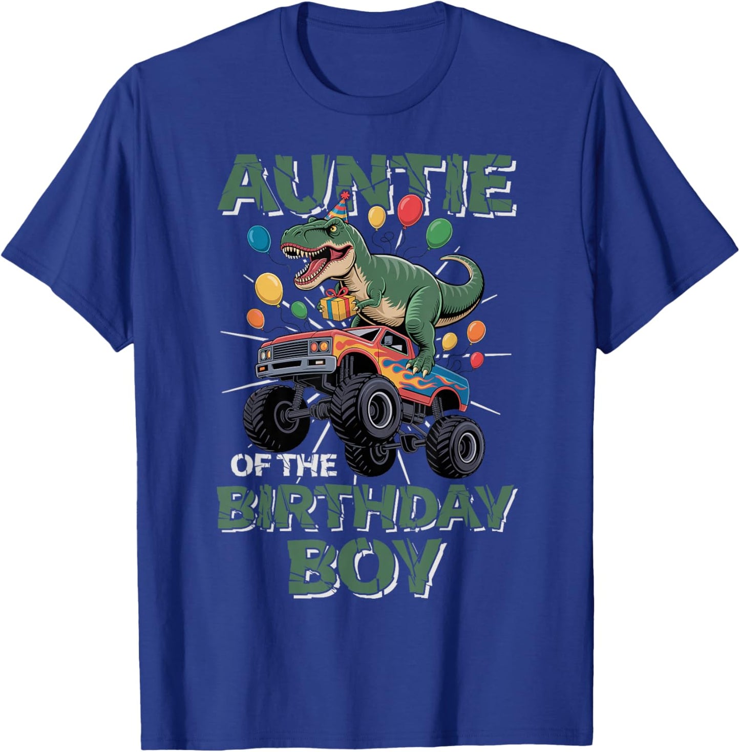 Auntie of The Birthday Party Outfit Monster Truck Auntie T-Shirt - T-Shirt | Royal