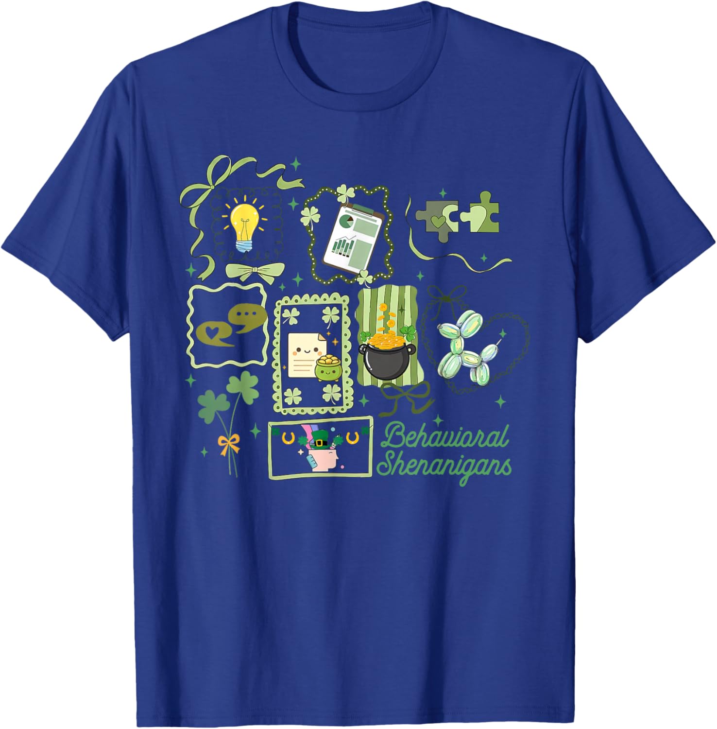 Stamp Behavior Therapy RBT ABA Therapist St Patrick's Day T-Shirt - T-Shirt | Royal
