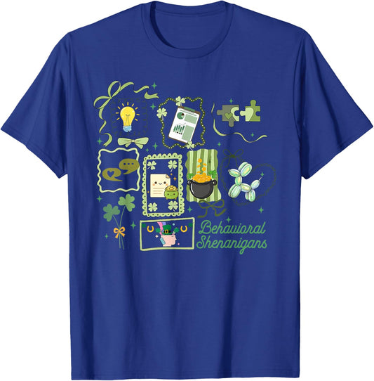Stamp Behavior Therapy RBT ABA Therapist St Patrick's Day T-Shirt - T-Shirt | Royal