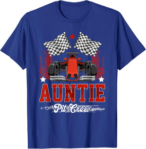 Auntie Pit Crew Race Car Birthday Family Racing T-Shirt - T-Shirt | Royal