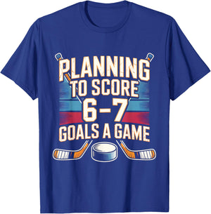 67 Hockey Meme Planning to Score 6 7 Goals Kids Brainrot T-Shirt - T-Shirt | Royal