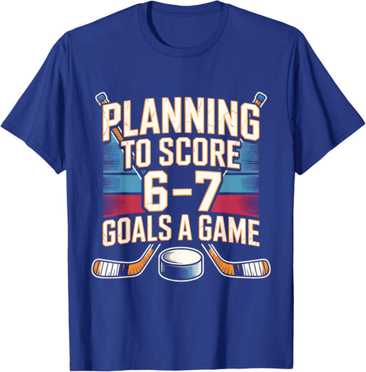 67 Hockey Meme Planning to Score 6 7 Goals Kids Brainrot T-Shirt - T-Shirt | Royal