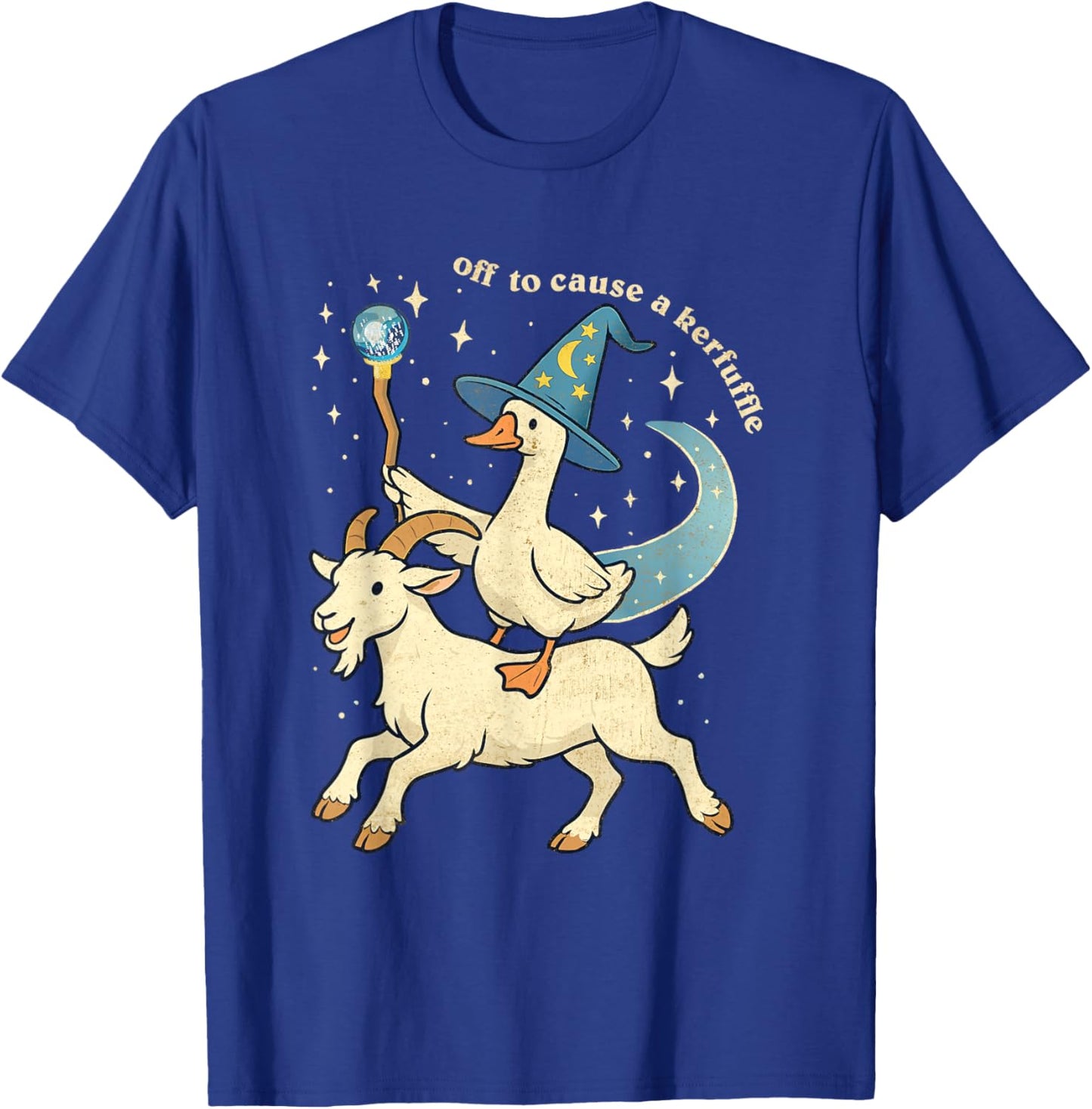 Off to Cause a Kerfuffle Funny Chaotic Weird Animal Goose T-Shirt - T-Shirt | Royal