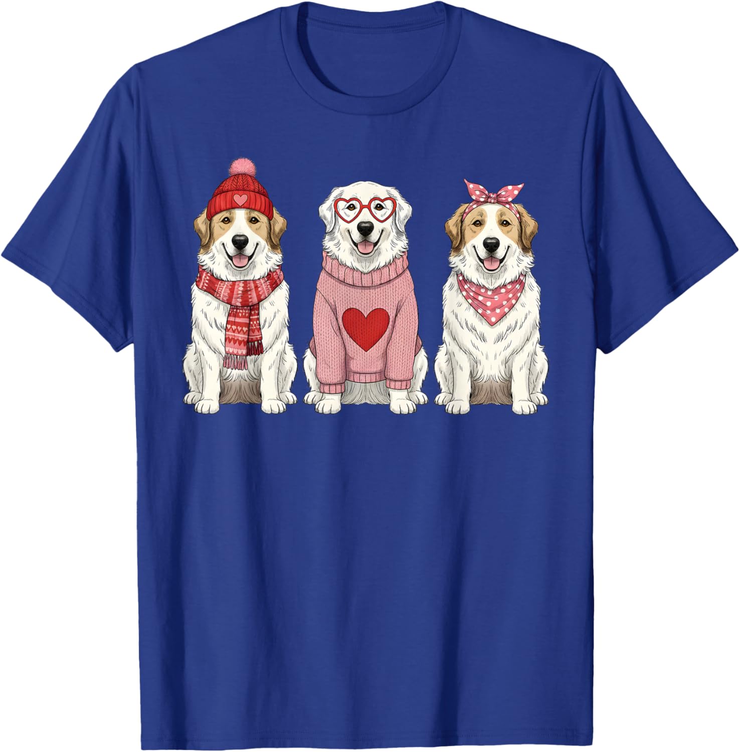 Cute Great Pyrenees Valentine Dog T-Shirt - T-Shirt | Royal
