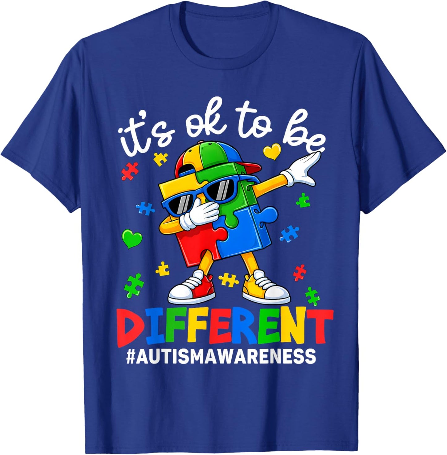 It's OK to Be Different Dabbing Puzzle Autism Awareness Kids T-Shirt - T-Shirt | Royal
