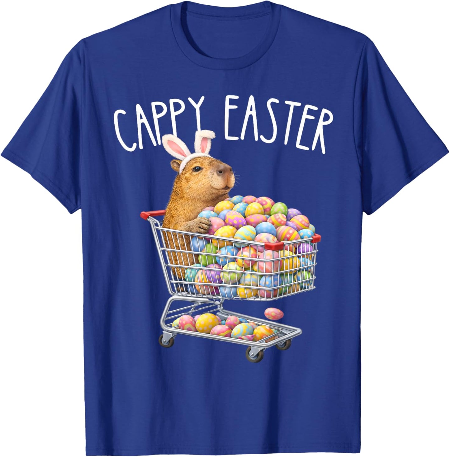 Funny Cappy Easter Capybara Easter Bunny Men Women Kids T-Shirt - T-Shirt | Royal