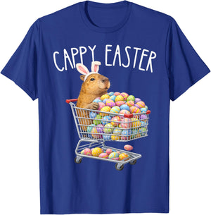 Funny Cappy Easter Capybara Easter Bunny Men Women Kids T-Shirt - T-Shirt | Royal