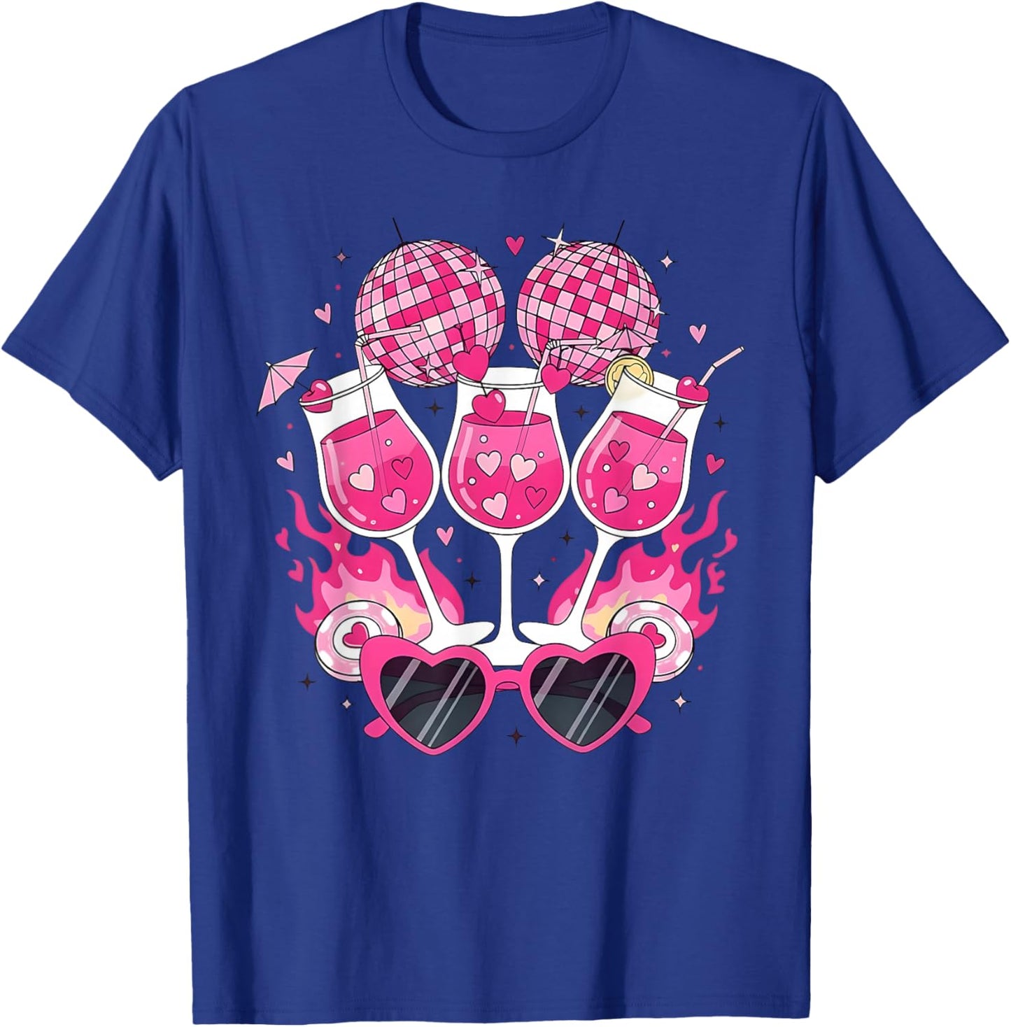 Happy Valentine's Day Funny Coquette Disco Ball Heart Girls T-Shirt - T-Shirt | Royal