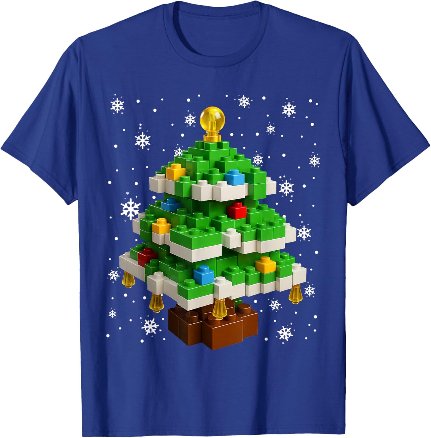 Merry Christmas PJS Blocks Building Christmas Tree Boys Kids T-Shirt - T-Shirt | Royal