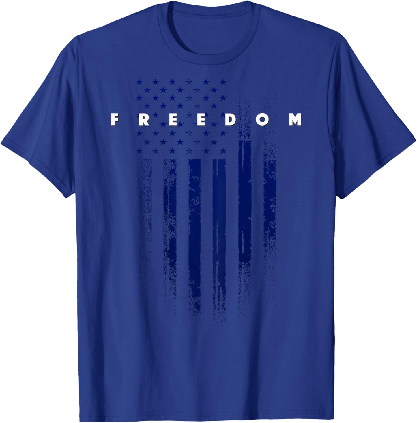 On Back USA Patriotic Pride Grunge American Flag Freedom T-Shirt - T-Shirt | Royal