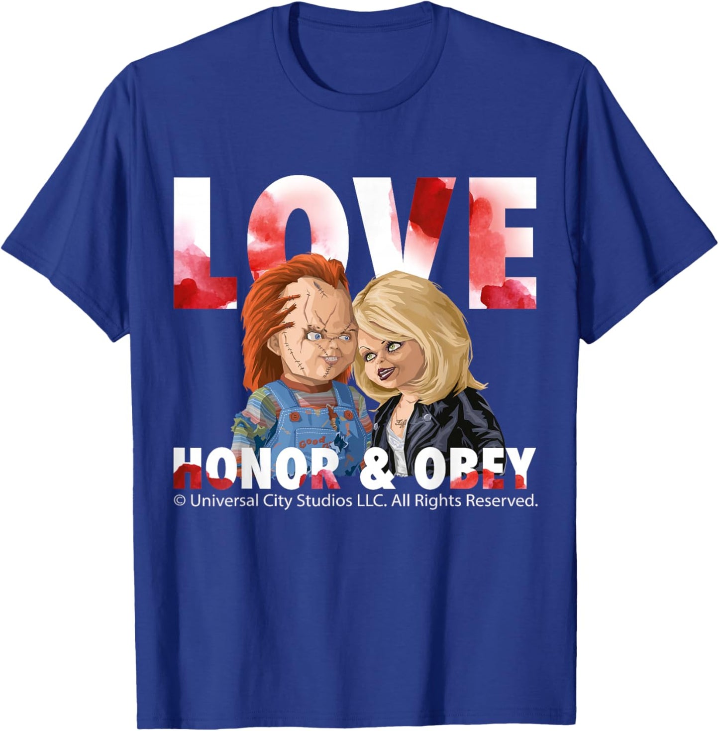 Love Honor and Obey Horror Couple Chucky Tiffany T-Shirt - T-Shirt | Royal
