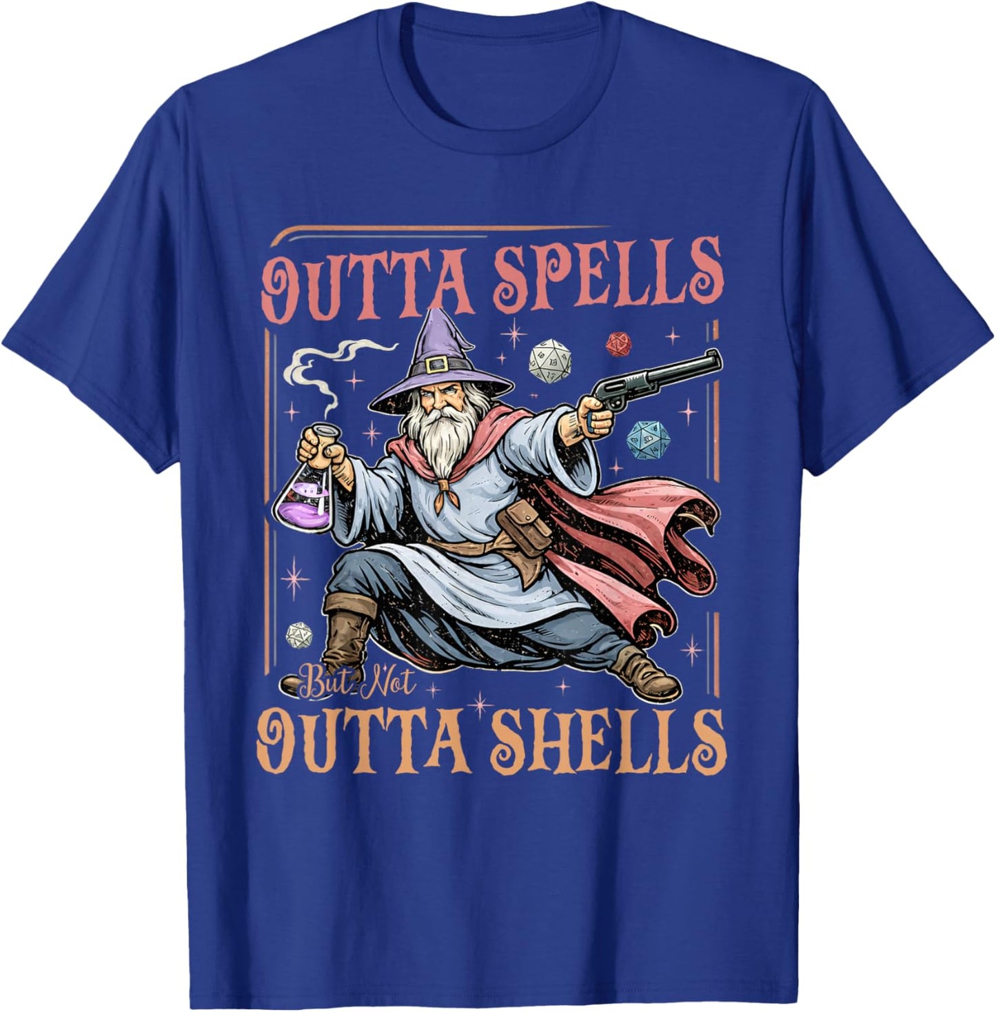 Outta Spells But Not Outta Shells Wizard Fantasy Meme T-Shirt - T-Shirt | Royal