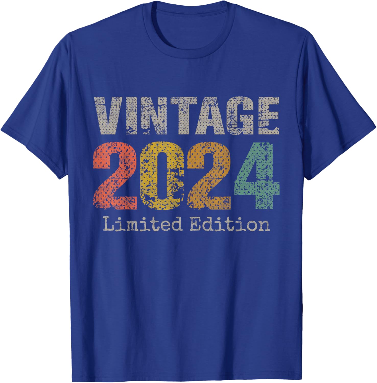Vintage 2024 Text 2nd Birthday Gift Boy Girl 2 Year Old T-Shirt - T-Shirt | Royal