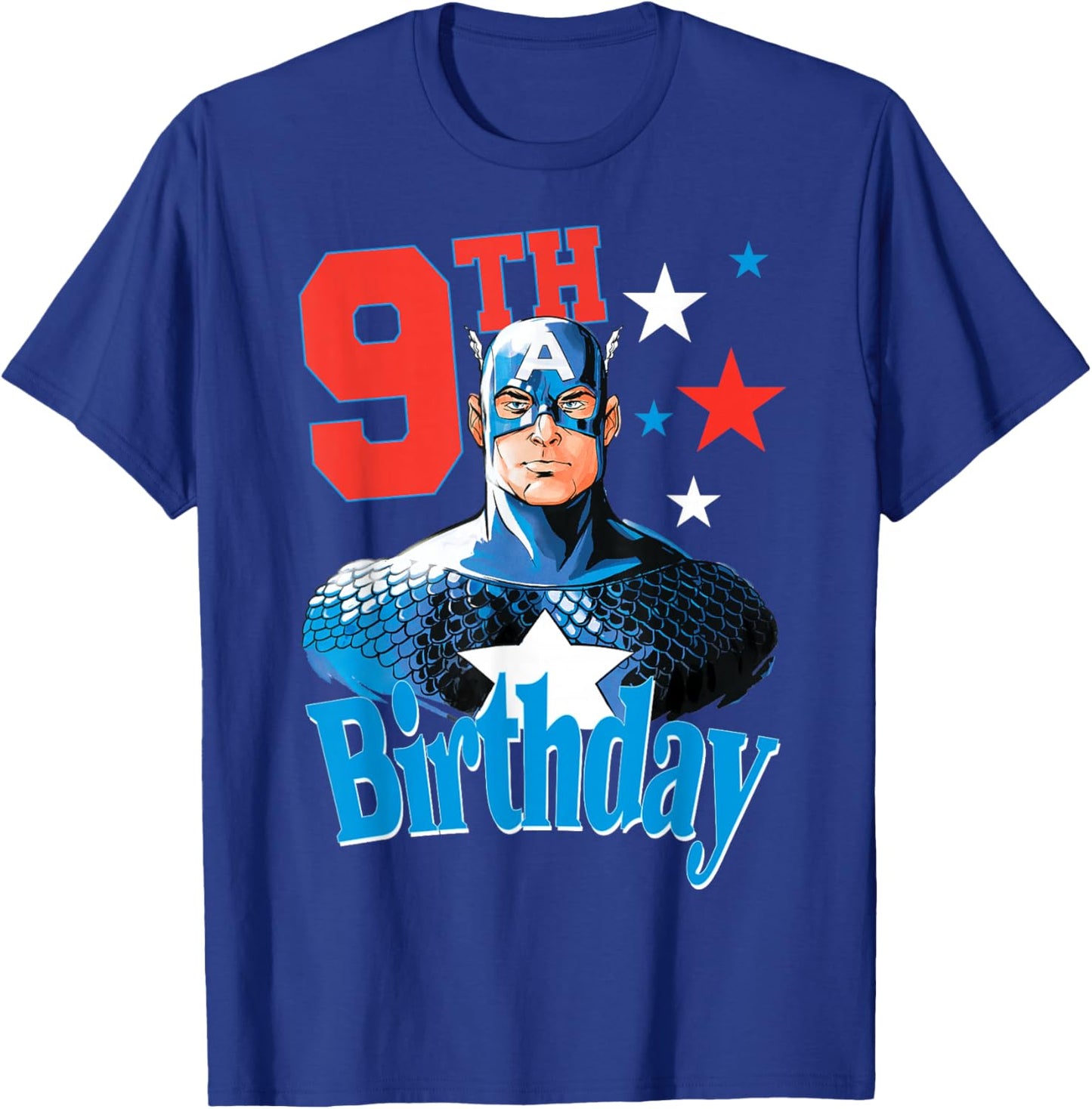 Marvel Comics Avengers Captain America 9th Birthday T-Shirt - T-Shirt | Royal