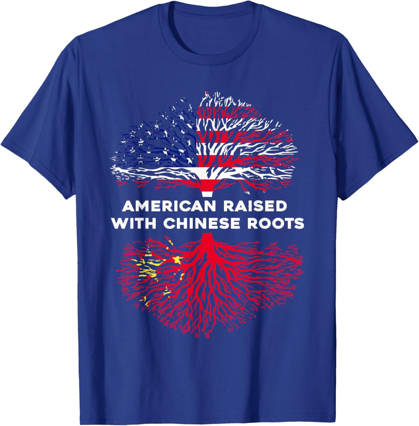 Chinese American Raised from China Flag & Stars Origin Pride T-Shirt - T-Shirt | Royal