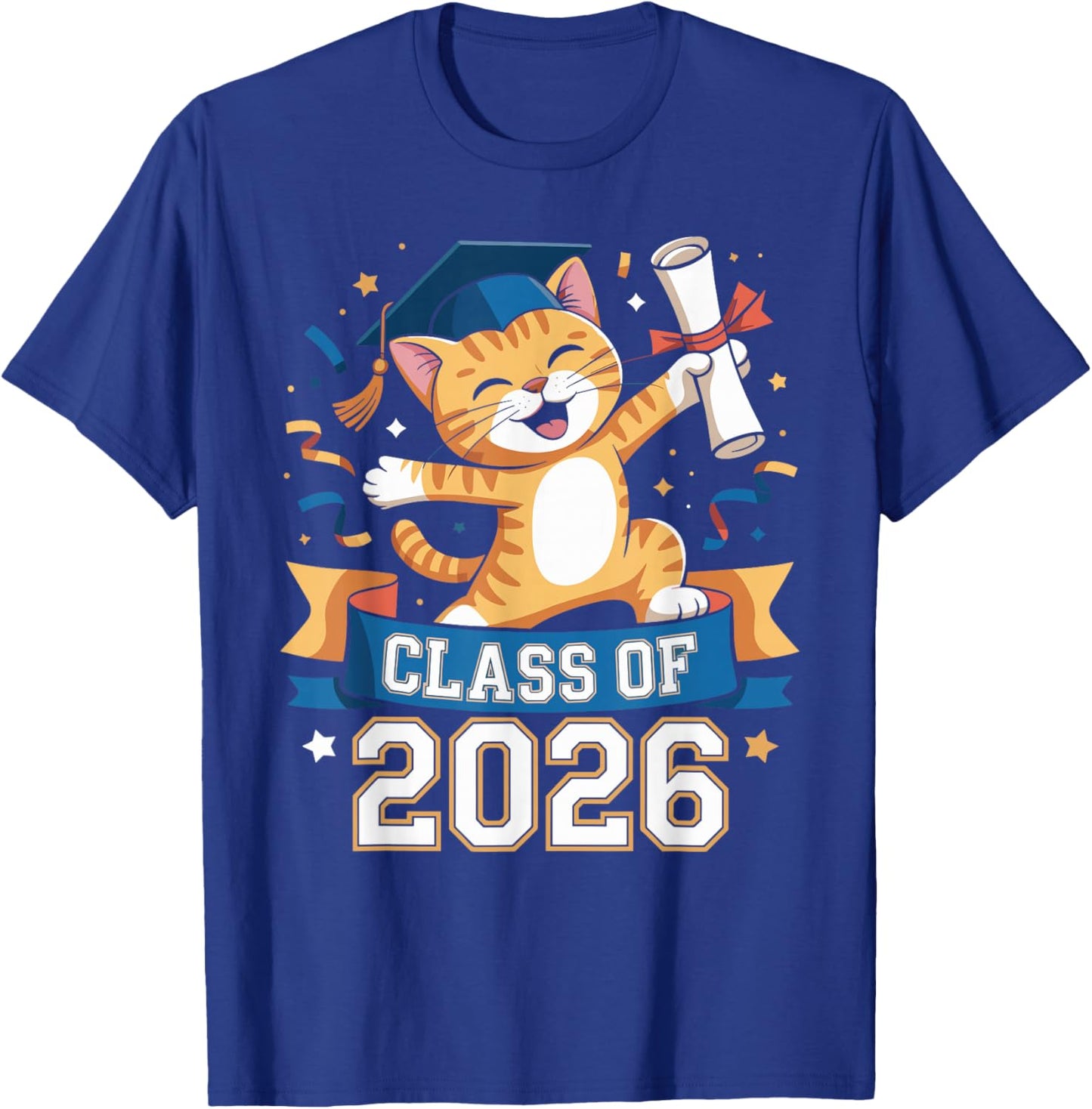 Class of 2026 Graduation Cat Elementary Graduate 2026 Kids T-Shirt - T-Shirt | Royal
