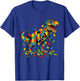 Autism Awareness Dinosaur Colorful Puzzle Autistic T rex T-Shirt - T-Shirt | Royal