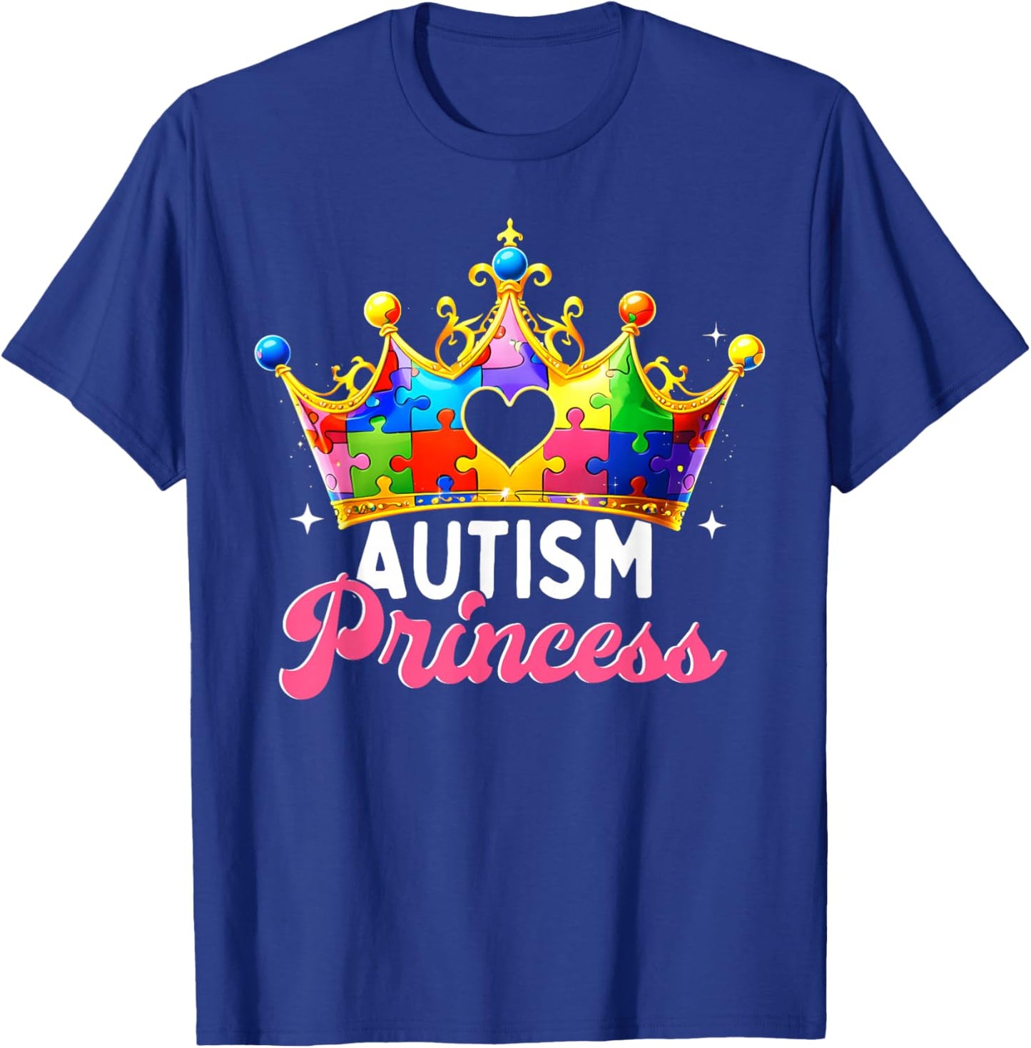 Autism Awareness Princess Puzzle Crown Girl Women Kids T-Shirt - T-Shirt | Royal