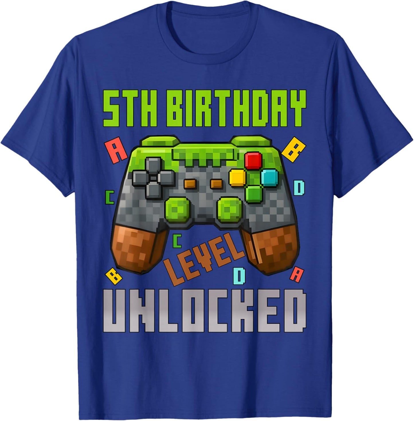 5th Birthday Boy Level 5 Unlocked Birthday Boy 5 Years Old T-Shirt - T-Shirt | Royal