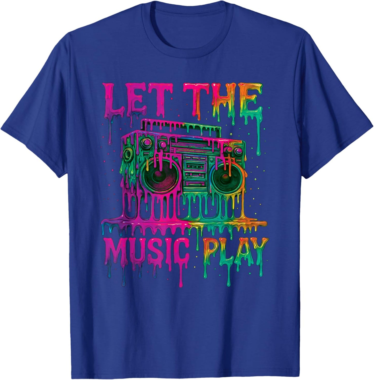 Freestyle Dance Music Let The Music Play Retro Drip Boombox T-Shirt - T-Shirt | Royal