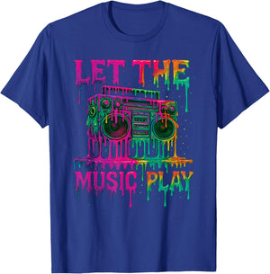Freestyle Dance Music Let The Music Play Retro Drip Boombox T-Shirt - T-Shirt | Royal
