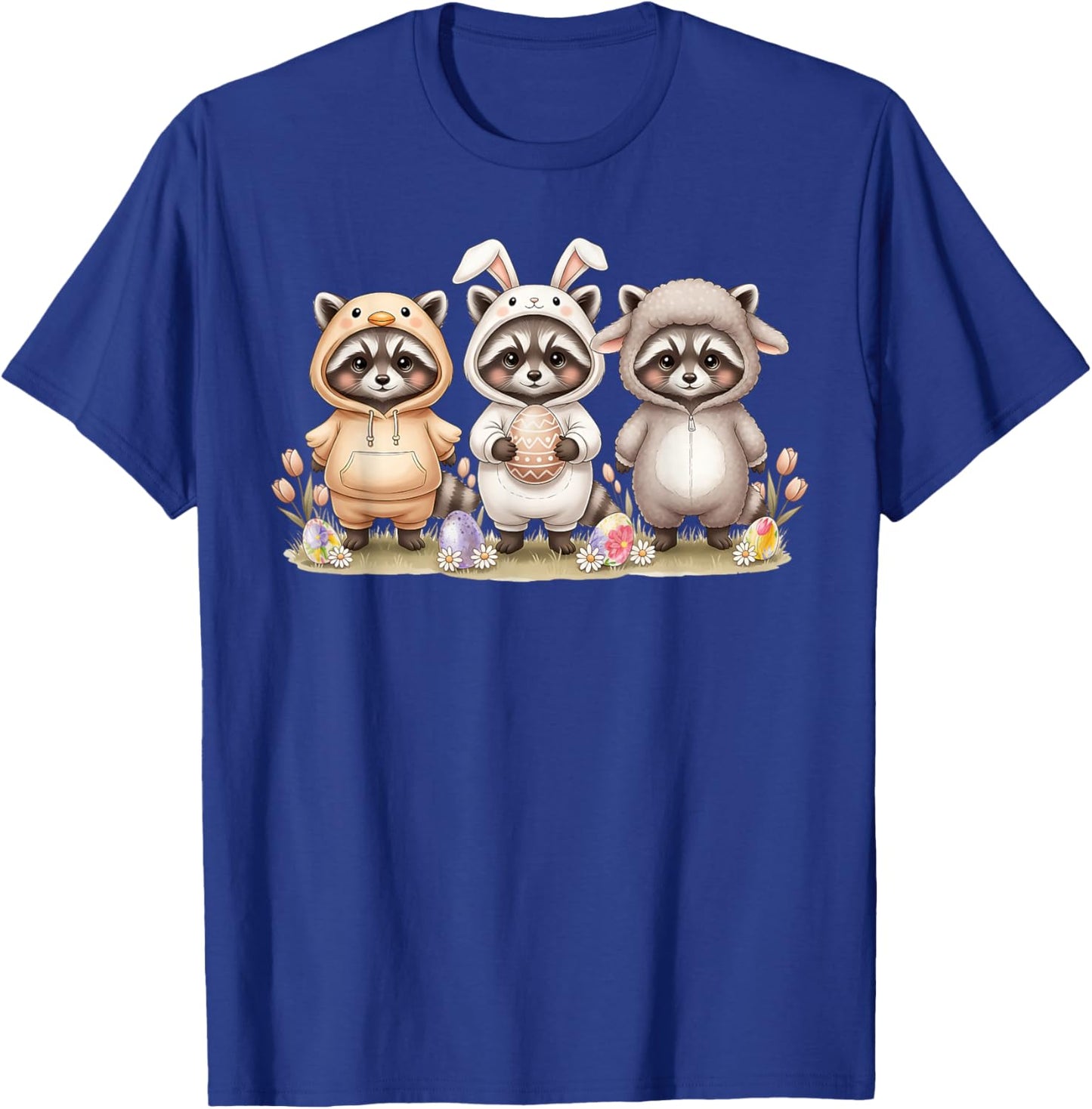 Cute Raccoon Easter and Raccoon Easter Bunny Happy Easter T-Shirt - T-Shirt | Royal