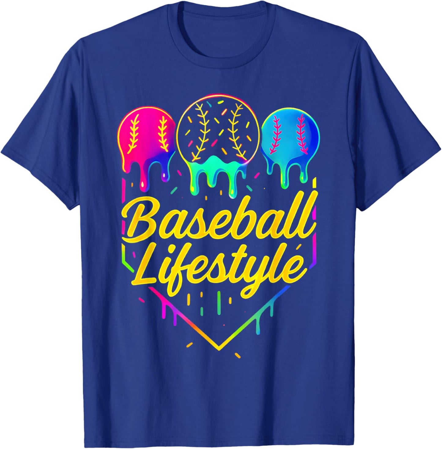 Baseball Life Style 101 Apparel Youth Drip Baseball T-Shirt - T-Shirt | Royal