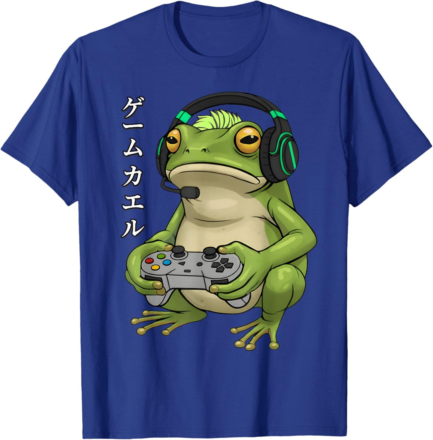 Japanese Gamer Frog Art Men Girls Boys Funny Vintage Gaming T-Shirt - T-Shirt | Royal