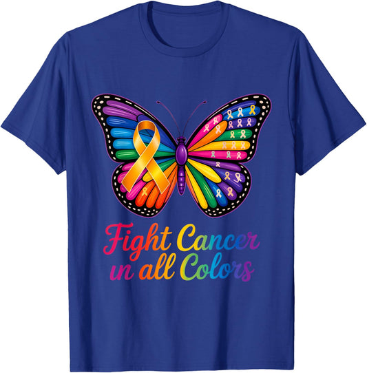 Fight Cancer in All and Every Color Ribbon T-Shirt - T-Shirt | Royal