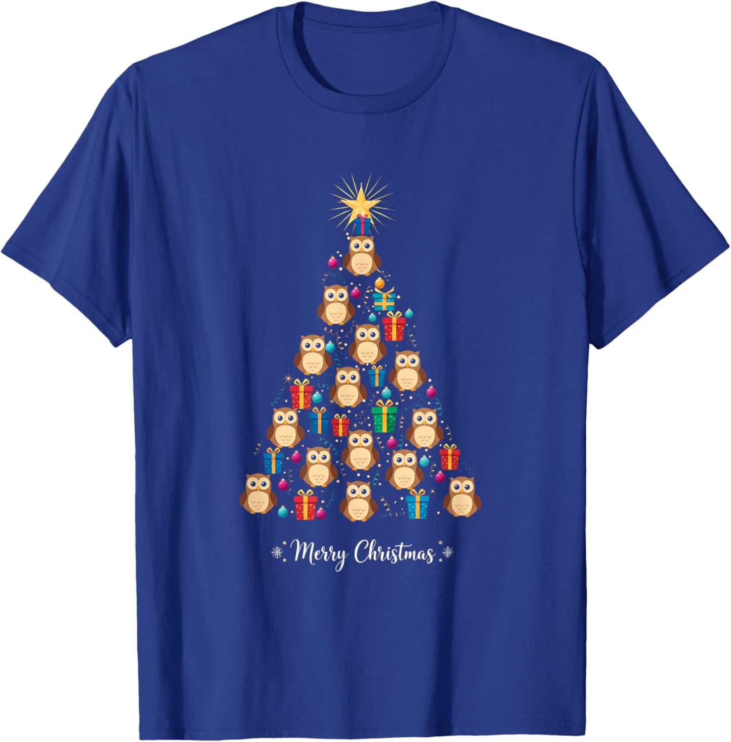 Owl Christmas Tree Xmas Day & Women T-Shirt - T-Shirt | Royal