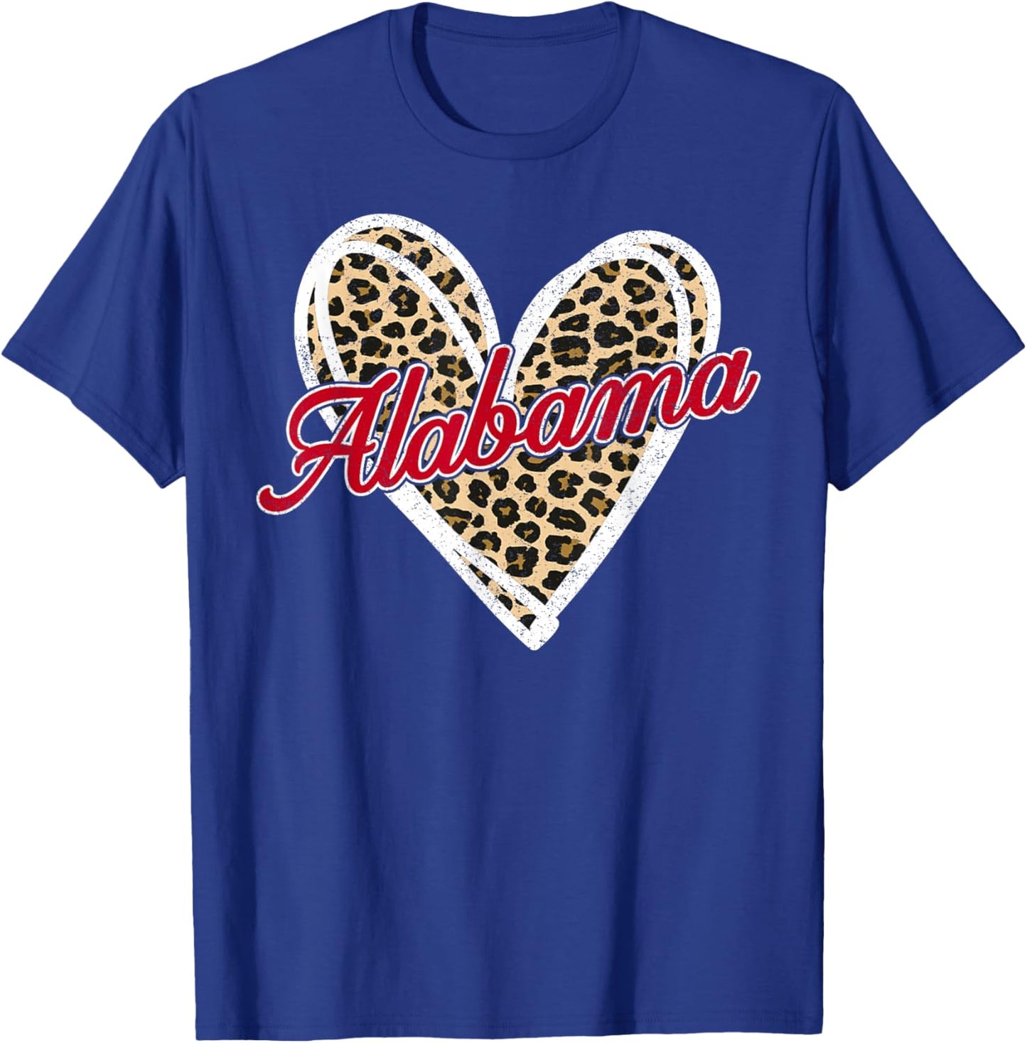 Alabama AL Vintage Leopard Heart Red Design Men Women Kid T-Shirt - T-Shirt | Royal
