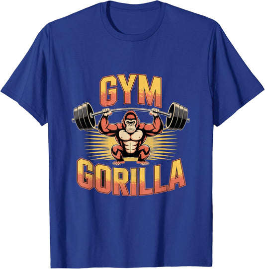 Funny Retro Gym Gorilla Bodybuilding Sarcastic Fitness Memes T-Shirt - T-Shirt | Royal