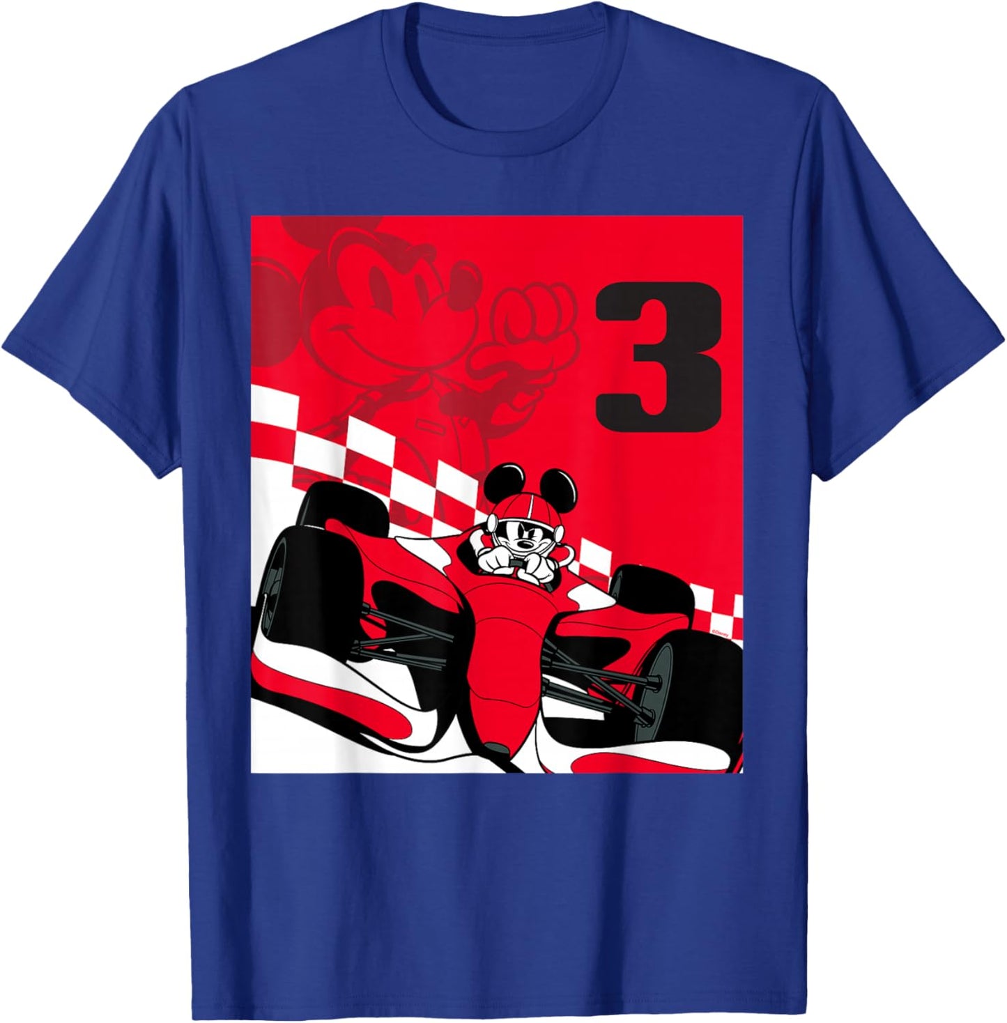 Disney Racing 3rd Birthday 3 Years Old Mickey Mouse Race Car T-Shirt - T-Shirt | Royal
