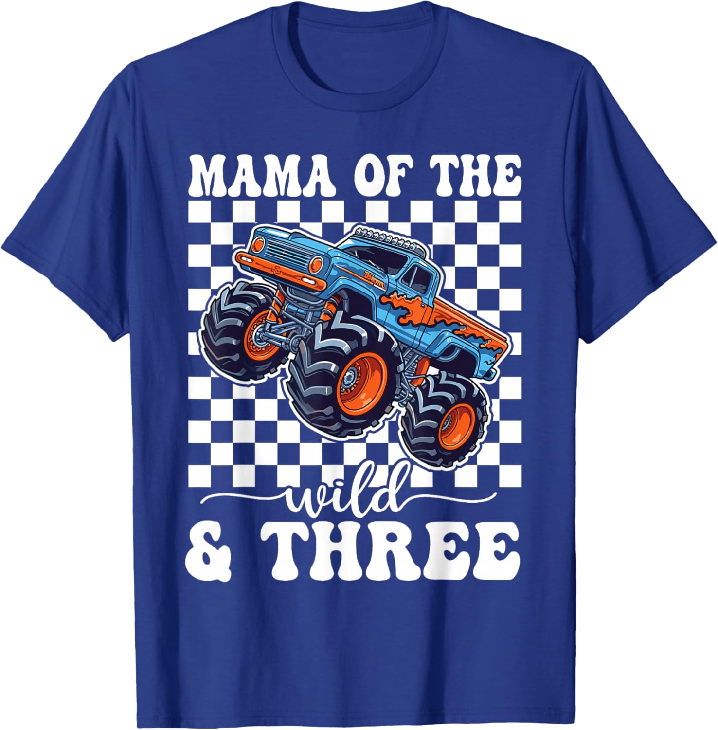 3rd Birthday Monster Truck Young Wild and Three 3 Year Old T-Shirt - T-Shirt | Royal