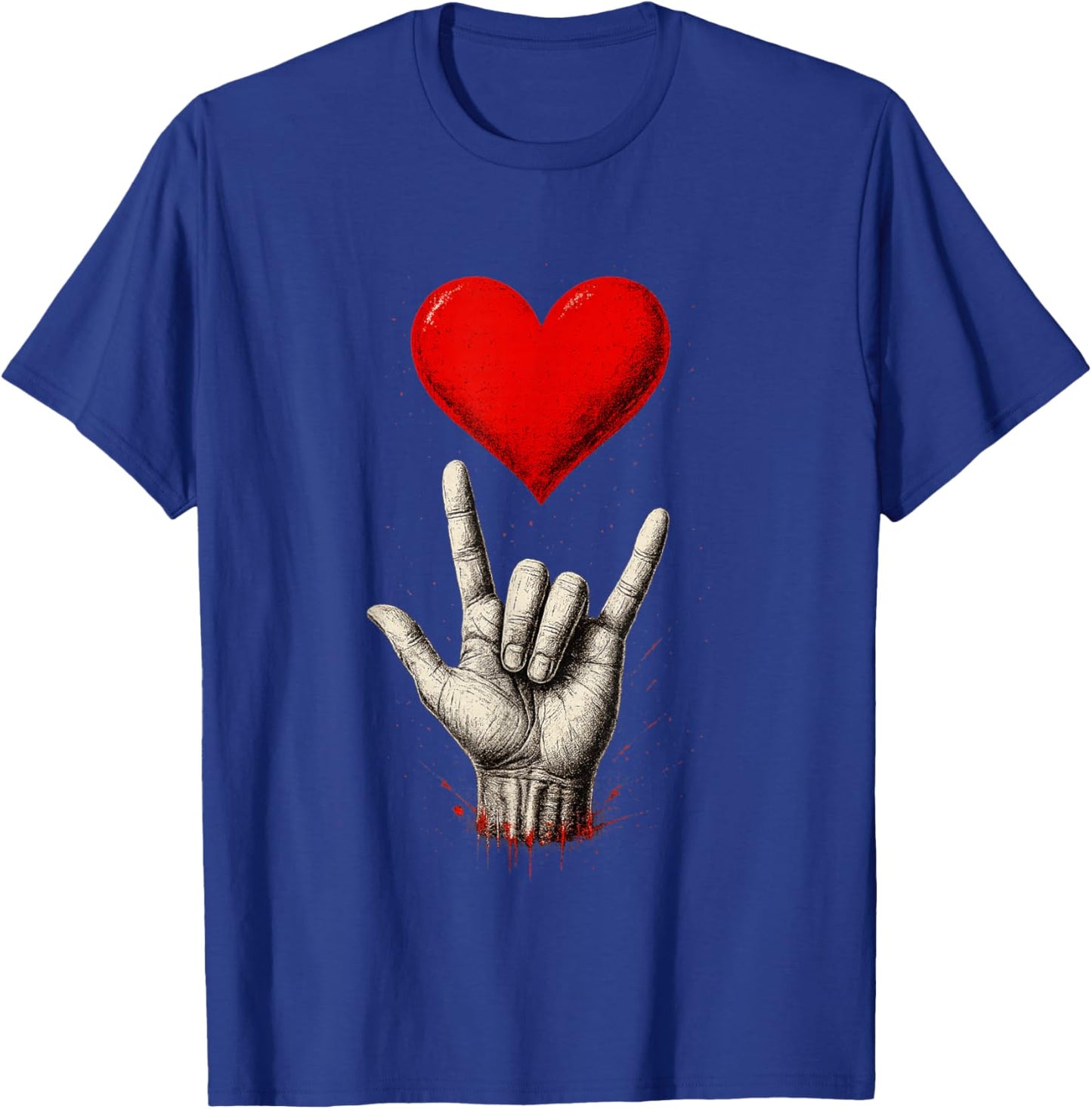 Valentines Day I Love You Hand Sign ASL Heart Women Kids Men T-Shirt - T-Shirt | Royal
