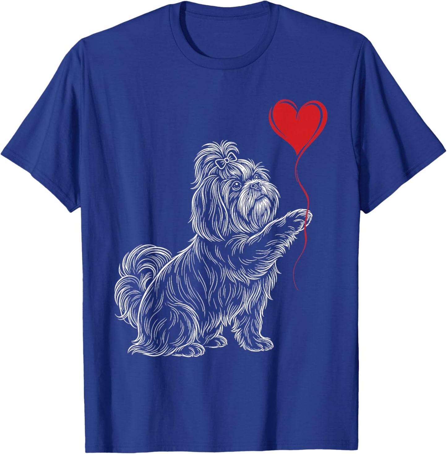 Shih Tzu Lover Dog Art Holding Heart Valentines T-Shirt - T-Shirt | Royal