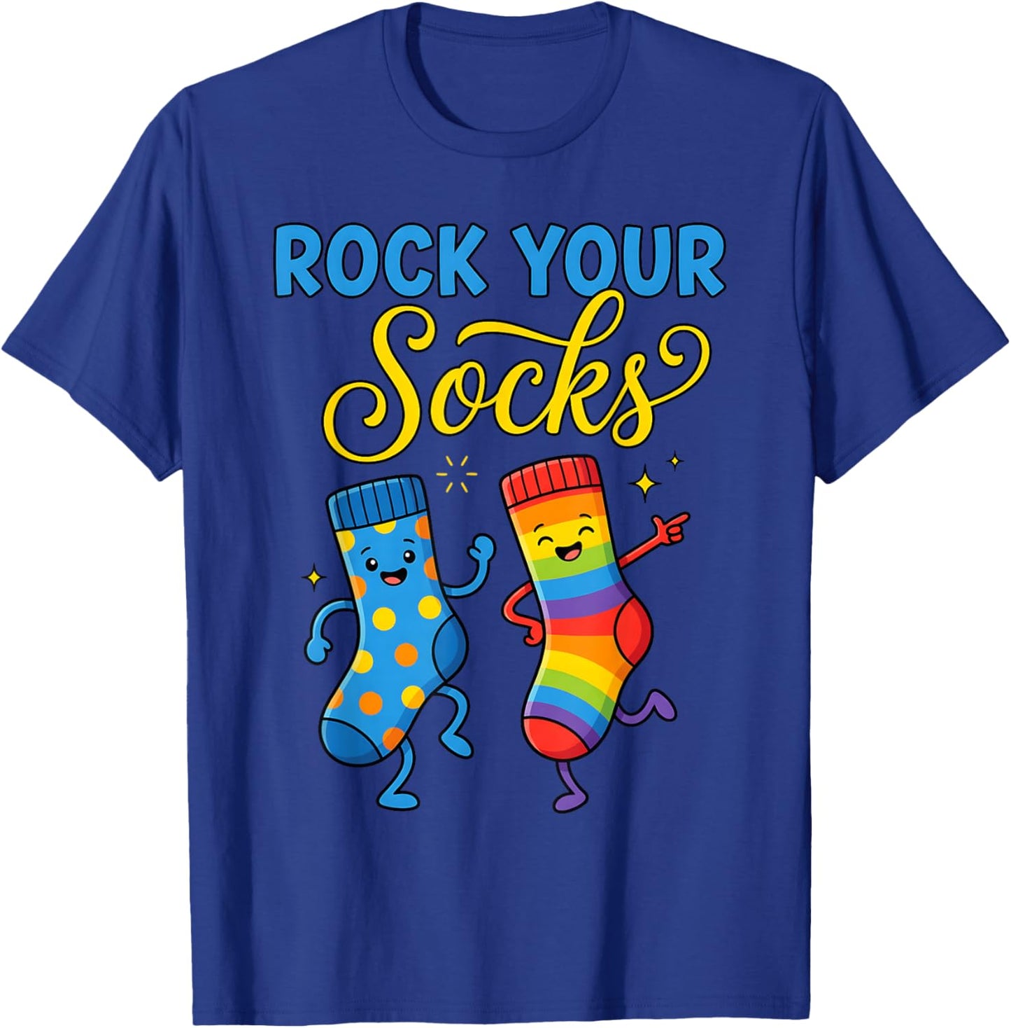 Rock Your Socks Support Awareness World Down Syndrome Day T-Shirt - T-Shirt | Royal