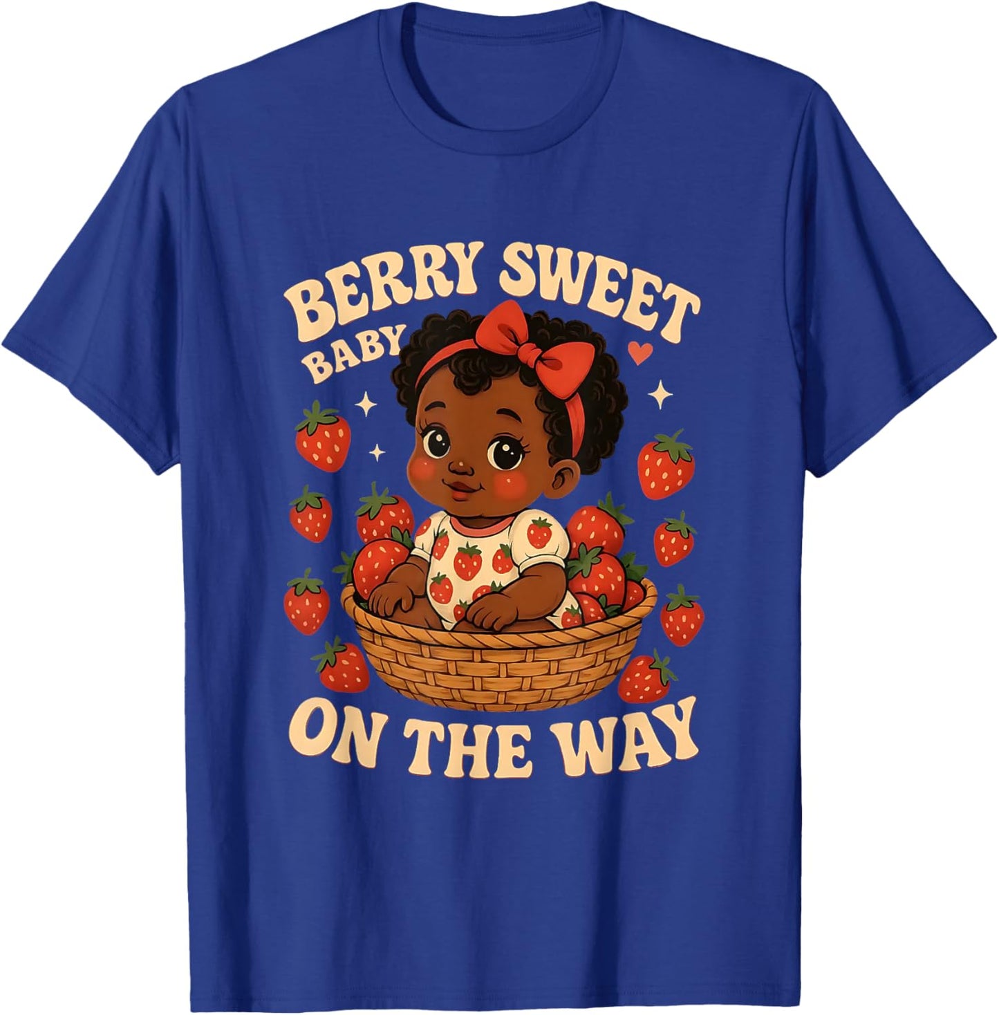 Berry Sweet Baby On The Way Black Girl Kid Baby Shower T-Shirt - T-Shirt | Royal