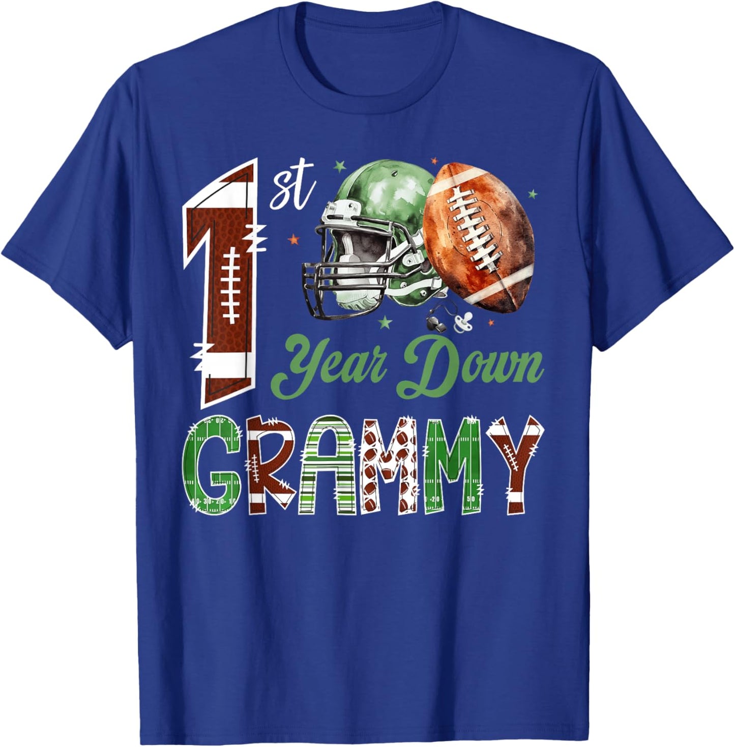 Grammy of The 1 Year Old Football 1st Birthday Boy Party T-Shirt - T-Shirt | Royal