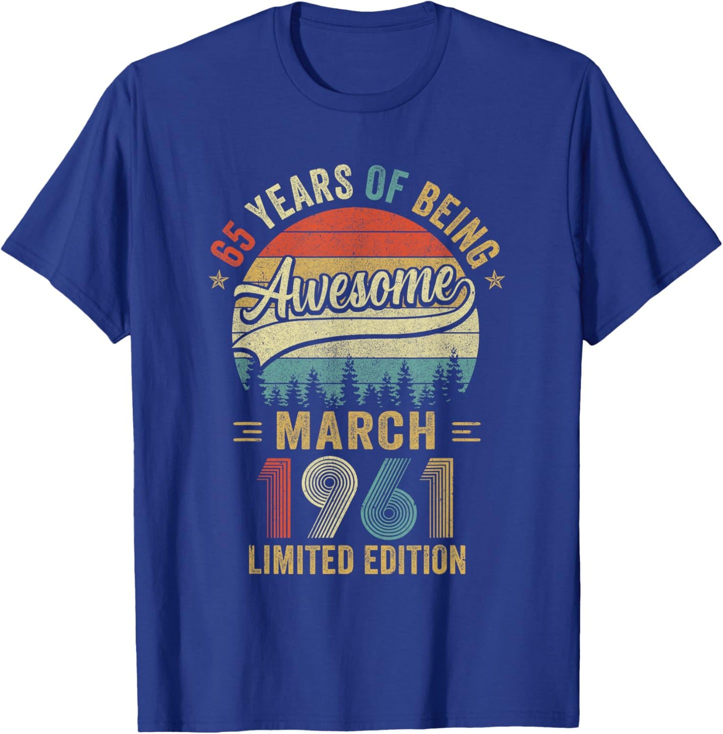 Vintage March 1961 Old 65Th Birthday Men Women T-Shirt - T-Shirt | Royal