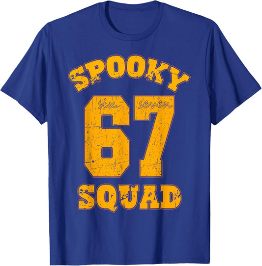 Funny Spooky Squad 67 Halloween 6 7 Haunted by 67 T-Shirt - T-Shirt | Royal