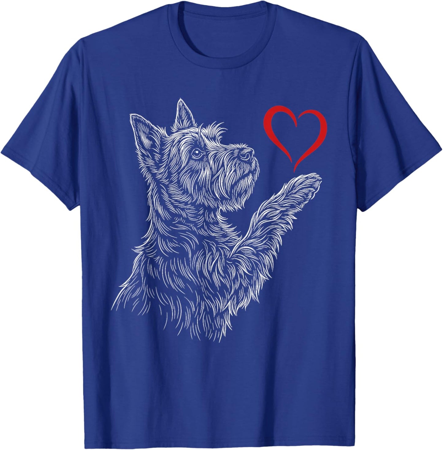 Scottish Terrier Lover Dog Art Holding Heart Valentines T-Shirt - T-Shirt | Royal