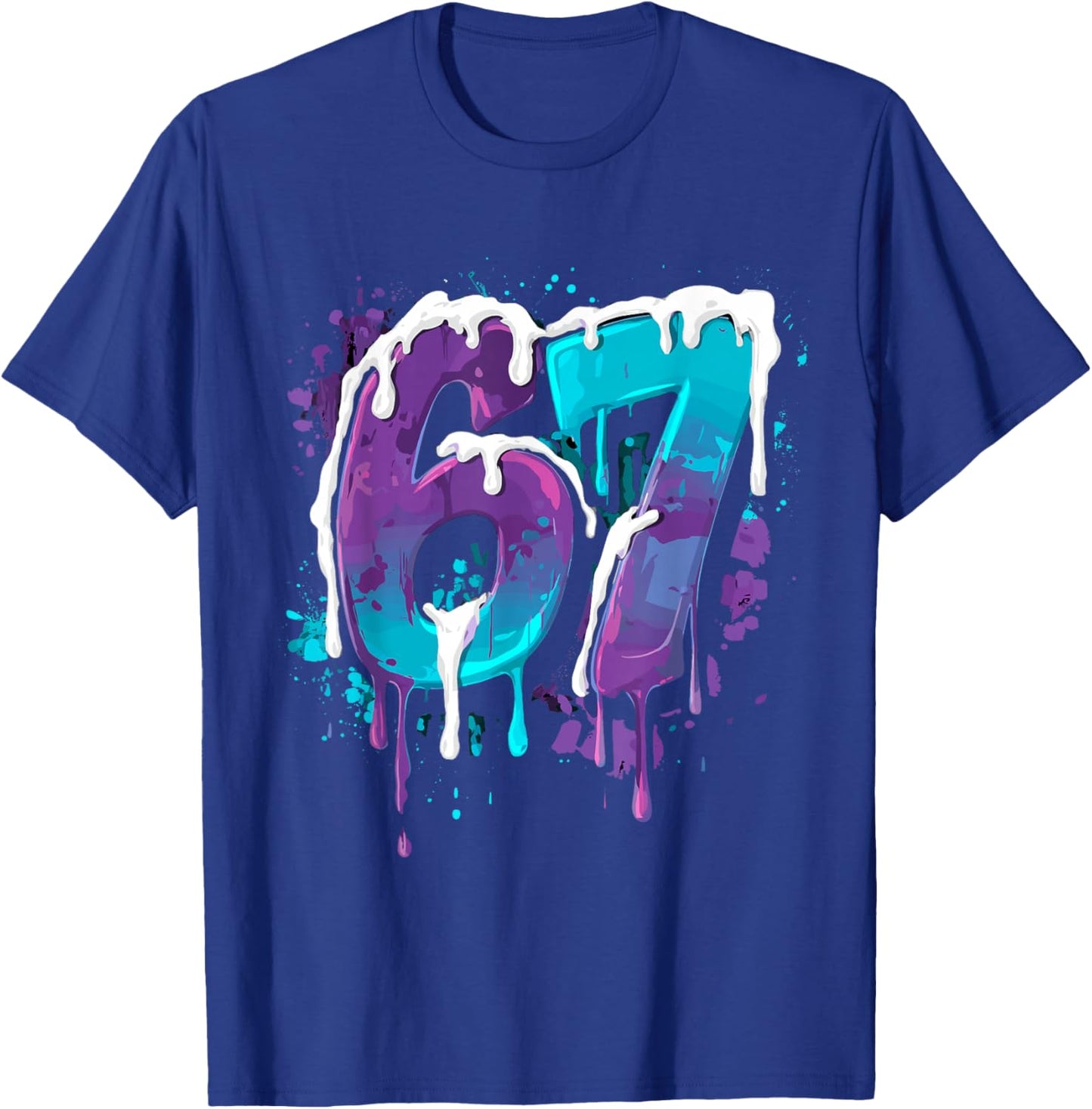 Baseball Drip Number 67 Player Or 67th Birthday T-Shirt - T-Shirt | Royal