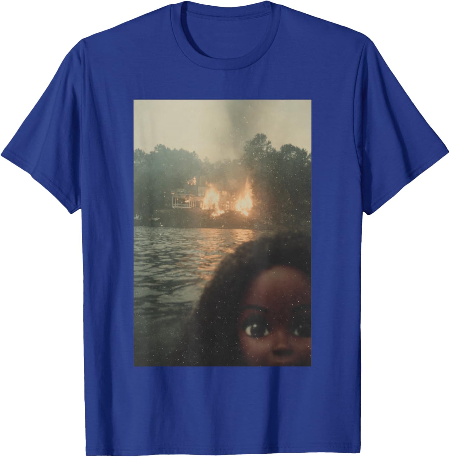 Funny Chaotic Disaster Black Doll Face Selfie Meme Unhinged T-Shirt - T-Shirt | Royal