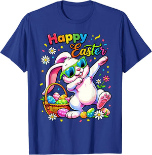 Happy Easter Day Girls Boys Easter Funny Dabbing Bunny Egg T-Shirt - T-Shirt | Royal