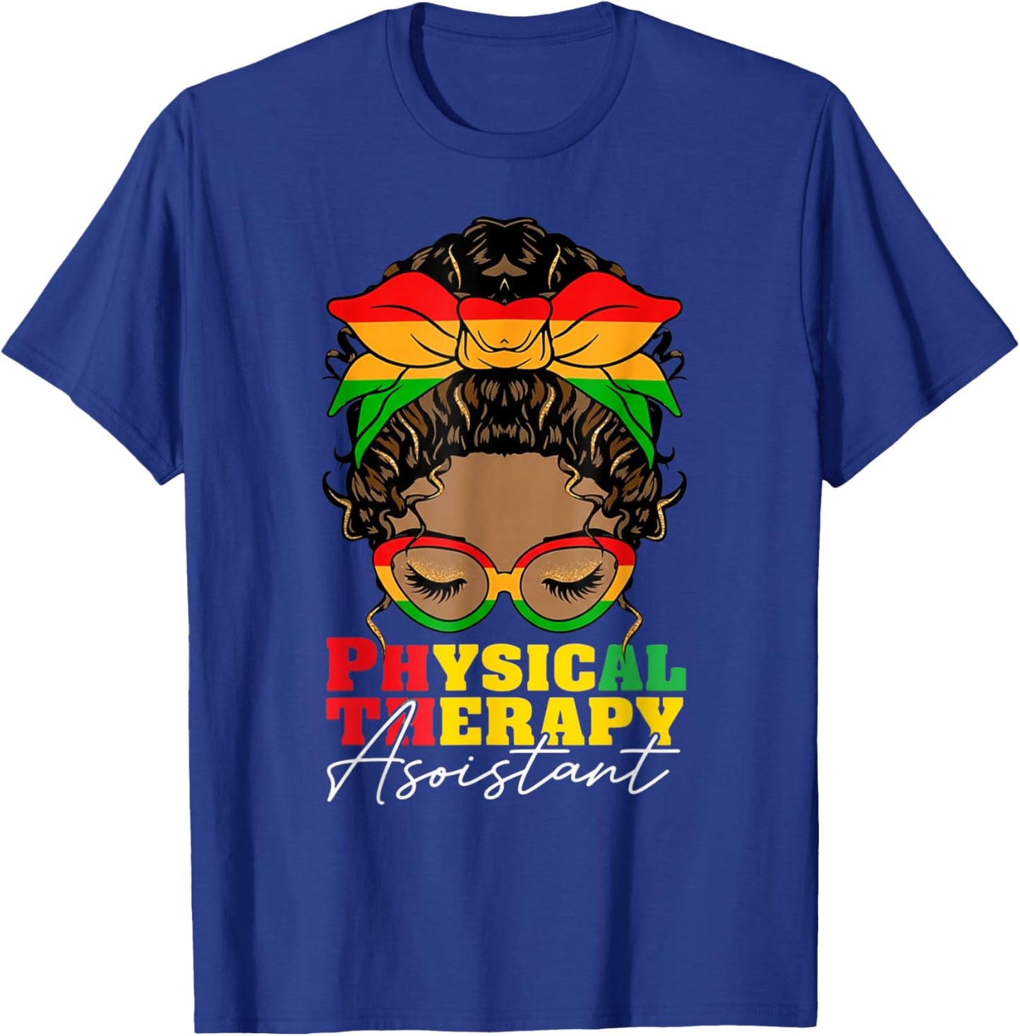 Physical Therapy Assistant Black History Month PTA Afro T-Shirt - T-Shirt | Royal